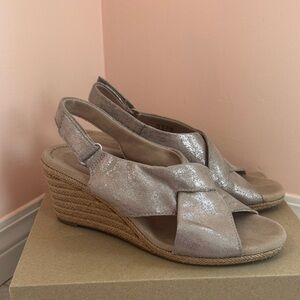 Clarks Metallic Wedge Sandals